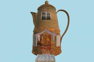 Pot House pot, barn, farm, house, town, country, home, building, build, residence, domicile, structure, tall, teapot